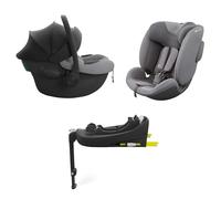 KINDERKRAFT ENDURA SAFE MODULAR SYSTEM, 3en1, pour enfants et nourrissons, Siège auto, Base pivotante (90°), Ultra léger (3,2 kg), SYSTÈME DE PROTECTION LATÉRALE+ (SPS+), Gris