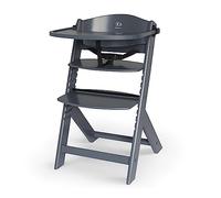 Kinderkraft ENOCK Chaise d'alimentation Haute Bébé, 3 en 1, en Bois Naturel, Évolutive, Réglable, Puericulture, Avec Plateau, Très Solide, Design Universel, Avec Accessoires, Tout gris