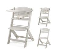 Kinderkraft ENOCK Chaise d'alimentation Haute Bébé, 3 en 1, en Bois Naturel, Évolutive, Réglable, Puericulture, Avec Plateau, Très Solide, Design Universel, Avec Accessoires, Tout Beige
