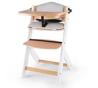 Kinderkraft ENOCK Chaise Haute 2en1, Bois de Hêtre, Réglable, Blanc