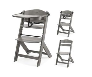 Kinderkraft ENOCK Trona Bebé 3en1, Madera Natural, Bandeja, Gris Plata