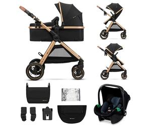 Kinderkraft ESME Poussette 3 en 1 avec porte-bébé Mink PRO I-Size, système de voyage, poussette bébé, poussette pliable, pour nouveau-né jusqu'à 4 ans, Noir