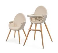Kinderkraft FINI 2 Chaise Haute Bébé, 2 en 1, Fauteuil Enfant, Chaise Enfant, Puericulture Bébé, Évolutive, Réglable, Avec Plateau, Solide, Design Universel, Facilement lavable, 20kg, Beige
