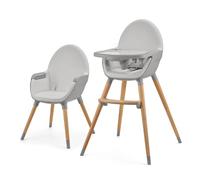 Kinderkraft FINI UP 2 en 1, comme chaise haute pour enfants à partir de 6 mois, jusqu'à 15 kg, harnais réglable à 5 points, comme chaise basse pour enfants jusqu'à 5 ans et 20 kg, Gris