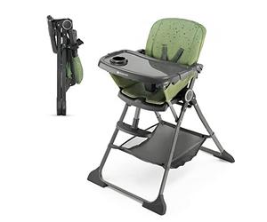 Kinderkraft FOLDEE Chaise Haute pour Bébé Ergonomique, Confortable, Inclinable, Pliable, Réglage Du Dossier, Repose-Pieds, Avec Plateau, pour Tout-Petit, de 6 Mois à 3 Ans, Vert