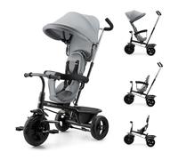 Kinderkraft Freeway 2, Tricycle Évolutif Bébé, Siège Rotatif 360°, Roue Libre, Harnais 3 Points, Frein Central, 9 Mois à 5 Ans, Gris