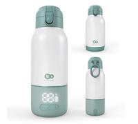 Kinderkraft GAJA Chauffe-Biberon Portable 2 en 1 avec Bouteille Isotherme 500 ml, 5 Températures, Chauffe en 120 sec, Batterie Amovible, USB-C, 10 Cycles, Vert