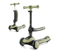Kinderkraft Halley, Trottinette, Draisienne, Patinette, Scooter, Multifonctionnel, Moderne, Trois Roues, Réglable, LED Roues, Frein, 2 Ans jusqu'à 50 kg, Vert