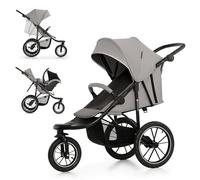 Kinderkraft HELSI 2, Jogger, Poussette Sportive, 3 Grandes Roues, Dès La Naissance Jusqu'à 27 Kg, Position Allongée, Gris