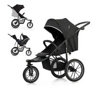 Kinderkraft HELSI 2, Jogger, Poussette Sportive, 3 Grandes Roues, Dès La Naissance Jusqu'à 22 Kg, Réglable, Amortissement, Position Allongée, Panier Spacieux, Gris