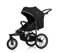Kinderkraft HELSI 2 Poussette jusqu'à 27 kg, poussette de naissance avec grands pneus pneumatiques, fonction inclinable, poignée réglable, pliable, panier sous le siège, noir