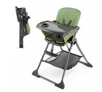 Kinderkraft FOLDEE Chaise Haute pour Bébé Ergonomique, Confortable, Inclinable, Pliable, Réglage Du Dossier, Repose-Pieds, Avec Plateau, pour Tout-Petit, de 6 Mois à 3 Ans, Vert
