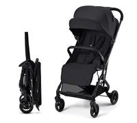 Poussette canne Kinderkraft INDY 3 - compacte, pliage à une main, 7,3 kg, dossier inclinable, roues TPR, panier 2 kg, Noir