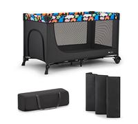 KINDERKRAFT Joy 2 Lit Parapluie 2 en 1, Lit bébé de la Naissance Jusqu’à 25 kg, 120 x 60 cm, Facile à Plier, Étagères pour Les Couches, Happy Shapes