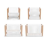 Kinderkraft KOYA Lit bébé en Bois evolutif avec Matelas 4 en 1, Lit de Cododo, Parc pour bébé Fonction, Réglable en Hauteur, Blanc