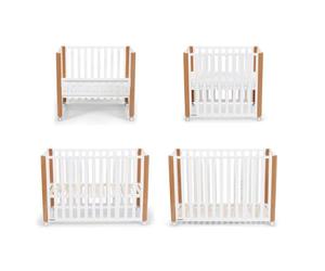 Kinderkraft KOYA Lit bébé en Bois evolutif avec Matelas 4 en 1, Lit de Cododo, Parc pour bébé Fonction, Réglable en Hauteur, Blanc