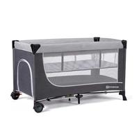 Kinderkraft LEODY lit Parapluie bébé Pliant, lit de Voyage Compact 2 hauteurs, dès la Naissance, côtés en Filet Respirant, Sac de Transport Inclus, Gris