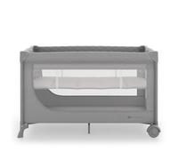 Kinderkraft LEODY UP lit bébé et lit de Voyage 2-en-1, Parc sécurisé, Pliage en Un Geste, 2 Niveaux de Couchage, roulettes avec Frein, entrée latérale zippée, Gris