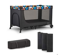 Kinderkraft Lit parapluie 2 en 1 JOY 2 Lit bébé, Pliage rapide, Sac de transport inclus, happy-shapes