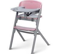 Kinderkraft LIVY, Chaise haute 3 en 1 évolutive en bois de chêne, siège et repose-pieds réglables, plateau antidérapant lavable, ceinture 5 points, 6 mois-110 kg, Aster rose
