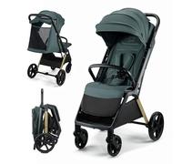 Kinderkraft LOOM Poussette Canne, Poussette Compacte, charge maximale 27kg, Poussette Bébé, Légère, Roues grandes en mousse, capote extensible avec visière, poids léger - 9kg, Vert