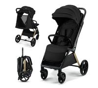 Kinderkraft LOOM Poussette compacte et légère, pliage automatique, grandes roues increvables, dossier inclinable, dès la naissance jusqu’à 22 kg, Noir