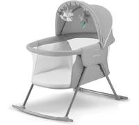 Kinderkraft Lovi Lit Bébé 3 En 1, Berceau Bébé, Lit Parapluie, Avec Matelas Sac De Transport Moustiquaire, 2 Jouets Doux Inclus, Grande Capote Réglable, Circulation De L'air, Gris