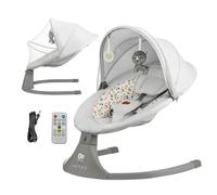 Kinderkraft LUMI 2 Transat bébé, Balancelle bebe electrique de La Naissance à 9 Mois, Réglable hauteur, 5 modes du balancement, 12 mélodies, Arche avec jouets, Gris clair