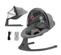 Kinderkraft LUMI 2 Transat bébé, Balancelle bebe electrique de La Naissance à 9 Mois, Réglable hauteur, 5 modes du balancement, 12 mélodies, Arche avec jouets, Gris foncé