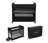 KINDERKRAFT Moon Dream, Lit de Voyage de la Naissance jusqu'à 3 Ans, lit superposé pour bébé, se Plie Rapidement d'une Seule Main, Matelas et Sac de Transport Inclus, Nettoyage Facile, Noir