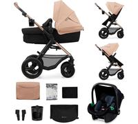 Kinderkraft MOOV 2 AIR Poussette 3 en 1 - Roues gonflables - Siège 2 en 1 - Inclus MINK PRO i-Size - Jusqu'à 27 kg - Capote UPF50+ - Beige
