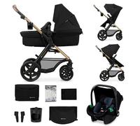 Kinderkraft, MOOV 2, Poussette 3 en 1 Travel System avec nacelle 2-en-1, siège auto i-Size, grandes roues increvables, poussette naissance jusqu’à 22 kg, Noir