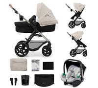 Kinderkraft, MOOV 2, Poussette 3 en 1 Travel System avec nacelle 2-en-1, siège auto i-Size, grandes roues increvables, poussette naissance jusqu’à 22 kg, Gris