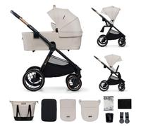 Kinderkraft NEA 2, Poussette de la naissance à 22 kg, Pliage d'une seule main, Position allongée, Grande capote, 4 roues amortissantes, Filtre UPF 50+, Panier jusqu'à 5 kg, Beige