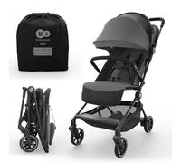 Kinderkraft NEBO poussette cabine ultralégère, pliage à une main, tient debout pliée, dimensions 51×43×21 cm, sangle d’épaule + sac de transport, position allongée, harnais 5 points, Gris