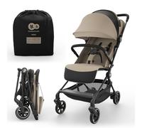 Kinderkraft NEBO poussette cabine ultralégère, pliage à une main, tient debout pliée, dimensions 51×43×21 cm, sangle d’épaule + sac de transport, position allongée, harnais 5 points, Beige