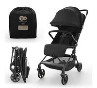 Kinderkraft NEBO poussette cabine ultralégère, pliage à une main, tient debout pliée, dimensions 51×43×21 cm, sangle d’épaule + sac de transport, position allongée, harnais 5 points, Noir