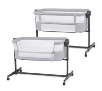 Kinderkraft NESTEE UP 2 Lit bébé cododo, Lit Bebe avec Matelas de la Naissance, Réglage de la Hauteur, Facile Adapter au lit du Parent, Pieds réglables, Gris Clair