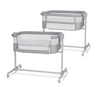 Kinderkraft NESTEE UP 2 Lit bébé cododo, Lit Bebe avec Matelas de la Naissance, Réglage de la Hauteur, Facile Adapter au lit du Parent, Pieds réglables, Gris