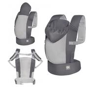 Kinderkraft porte-bébé ergonomique CARRYBEE dès 3 mois jusqu’à 20 kg, 2 positions de portage devant et dans le dos, réglable, capuche fixe, coton et maille polyester respirants, léger, Gris