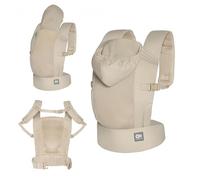 Kinderkraft porte-bébé ergonomique CARRYBEE dès 3 mois jusqu’à 20 kg, 2 positions de portage devant et dans le dos, réglable, capuche fixe, coton et maille polyester respirants, léger, Beige