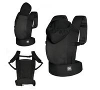 Kinderkraft porte-bébé ergonomique CARRYBEE dès 3 mois jusqu’à 20 kg, 2 positions de portage devant et dans le dos, réglable, capuche fixe, coton et maille polyester respirants, léger, Noir