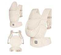 Kinderkraft porte-bébé ergonomique ELARA dès 3 mois jusqu’à 20 kg, 2 positions de portage devant et dans le dos, panneau réglable, poches, capuche amovible, lin et coton respirants, Beige