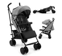 Kinderkraft poussette SIESTA 2 jusqu’à 22 kg, légère, seulement 7,9 kg, pliage canne, position allongée, repose-pieds réglable, capote aérée en maille avec fenêtre peekaboo, compacte, Gris