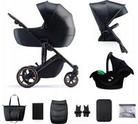 Kinderkraft PRIME 2 3-en-1 - poussette jusqu'à 22 kg - nacelle, siège auto MINK PRO - roues entièrement suspendues - capote imperméable - noir