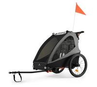 Kinderkraft Remorque/poussette NAVA WALK 2en1 – 2 enfants, roues gonflables, frein STOP, gris