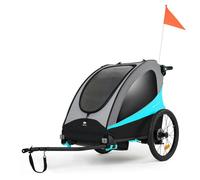 Remorque vélo bébé Kinderkraft NAVA 3 en 1 poussette jogging pliable 2 enfants tout-terrain Bleu