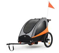 Kinderkraft NAVA 3-en-1, Remorque pour enfants Poussette, Jogger, Landau, Remorque à vélo, pour un ou deux Enfants, 2x22kg, Protection contre la pluie, Protection Contre les insectes, Orange