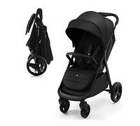 Kinderkraft RINE Poussette Canne, Poussette Compacte, Poussette Bébé, Légère, Roues en mousse durable, Imperméable avec Filtre UPF 50+, Noir