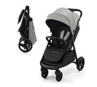 Kinderkraft RINE Poussette Canne, Poussette Compacte, Poussette Bébé, Légère, Roues en mousse durable, Imperméable avec Filtre UPF 50+, Gris